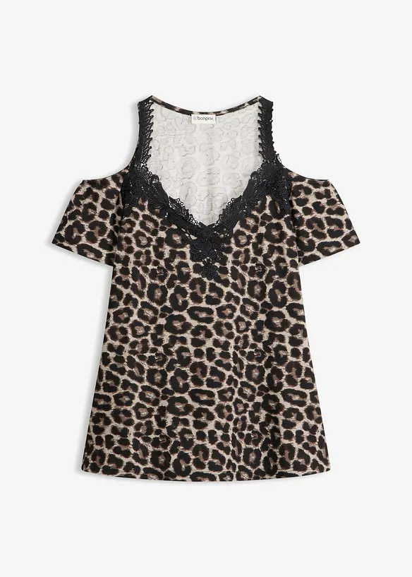 Maglia con spalle scoperte e pizzo, bonprix