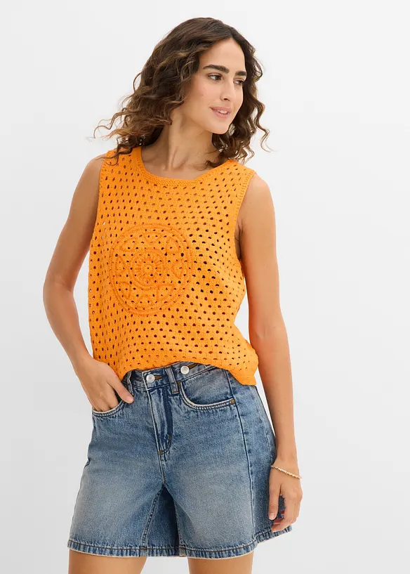 Top all'uncinetto in puro cotone, bonprix
