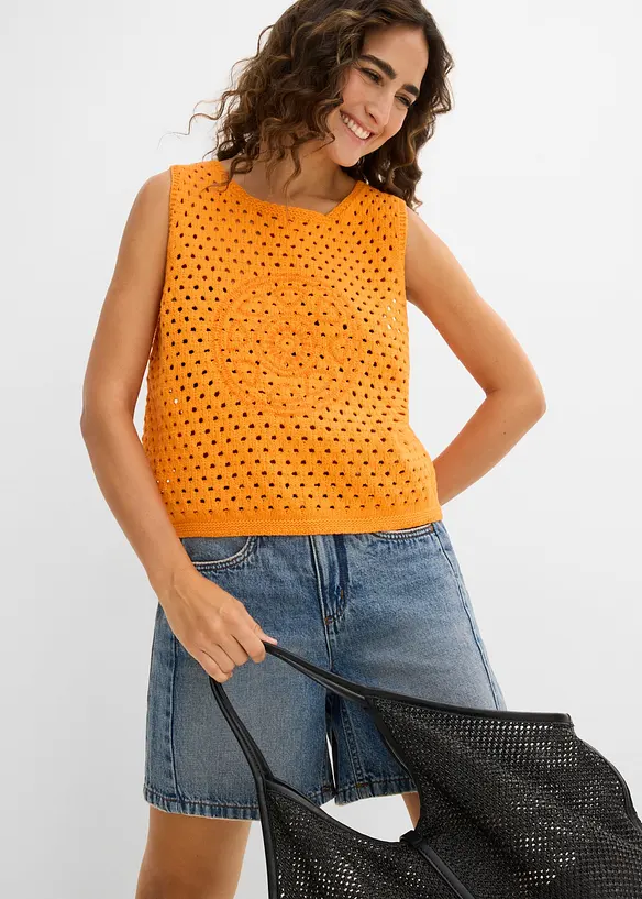 Top all'uncinetto in puro cotone, bonprix