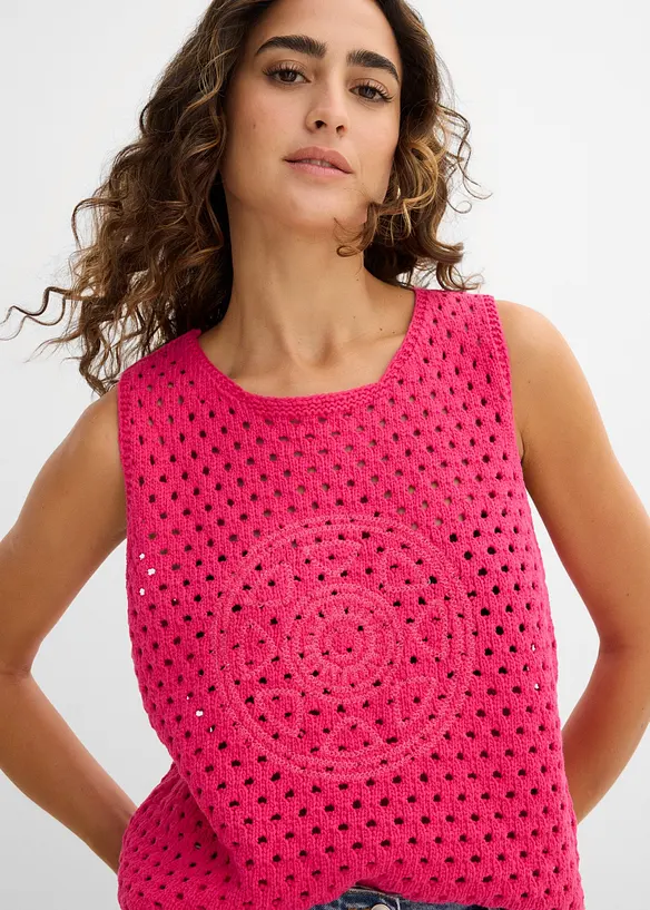 Top all'uncinetto in puro cotone, bonprix