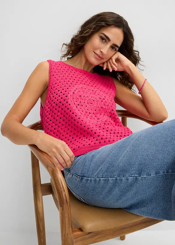 Top all'uncinetto in puro cotone, bonprix