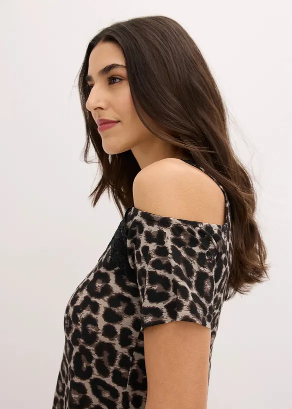 Maglia con spalle scoperte e pizzo, bonprix