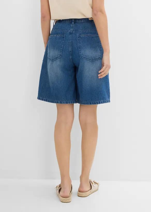 Bermuda in jeans con cordoncino, vita media, bonprix