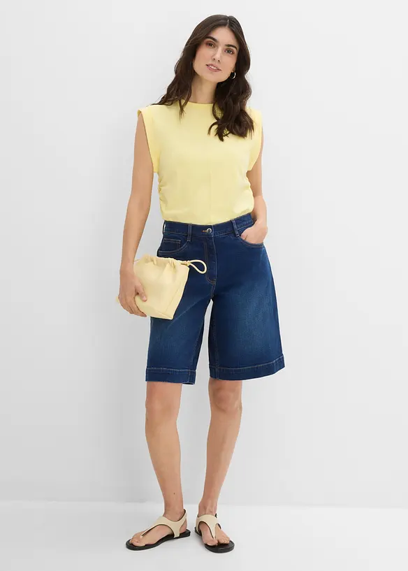 Bermuda in jeans di cotone biologico, vita media, bonprix
