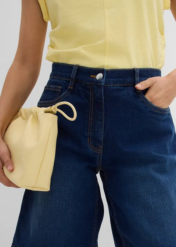 Bermuda in jeans di cotone biologico, vita media, bonprix