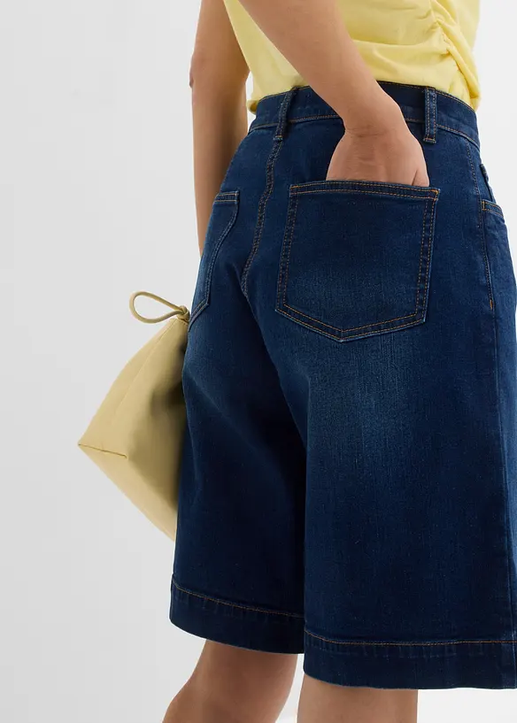 Bermuda in jeans di cotone biologico, vita media, bonprix