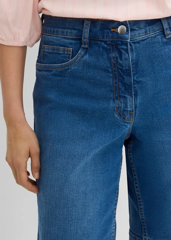 Bermuda in jeans di cotone biologico, vita media, bonprix