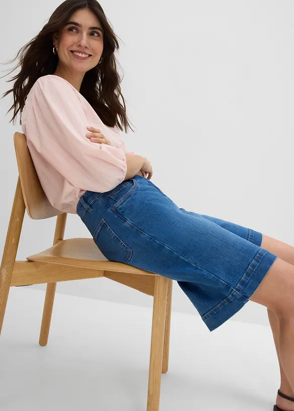 Bermuda in jeans di cotone biologico, vita media, bonprix