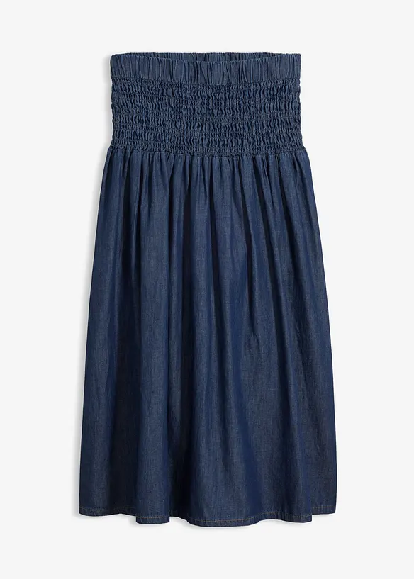 Gonna midi di jeans con elastico in vita, bonprix