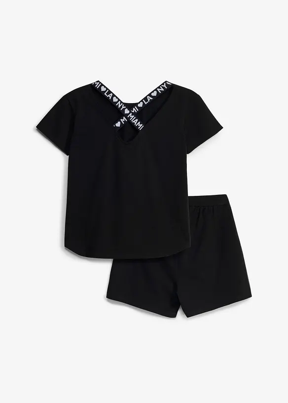 T-shirt e pantaloni corti in misto cotone biologico elasticizzato (set 2 pezzi), bonprix
