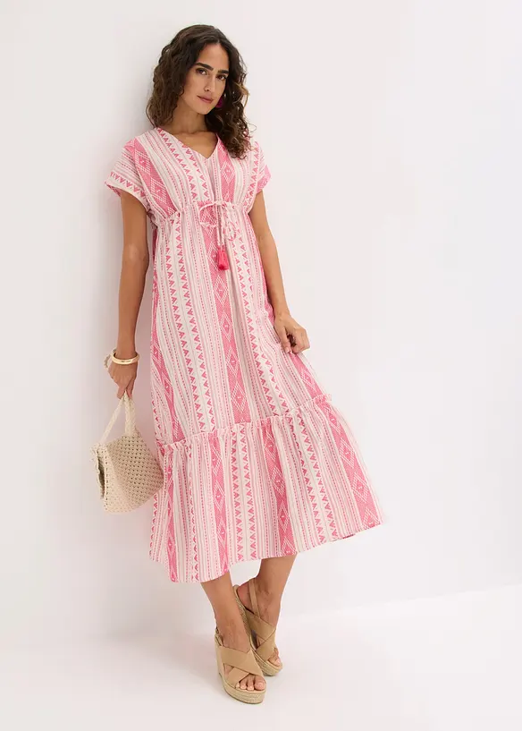 Abito midi in misto cotone, bonprix