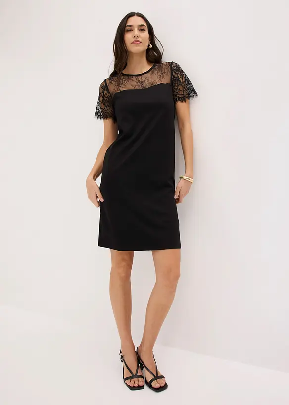 Abito di jersey con pizzo, bonprix