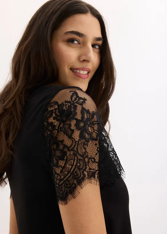 Abito di jersey con pizzo, bonprix