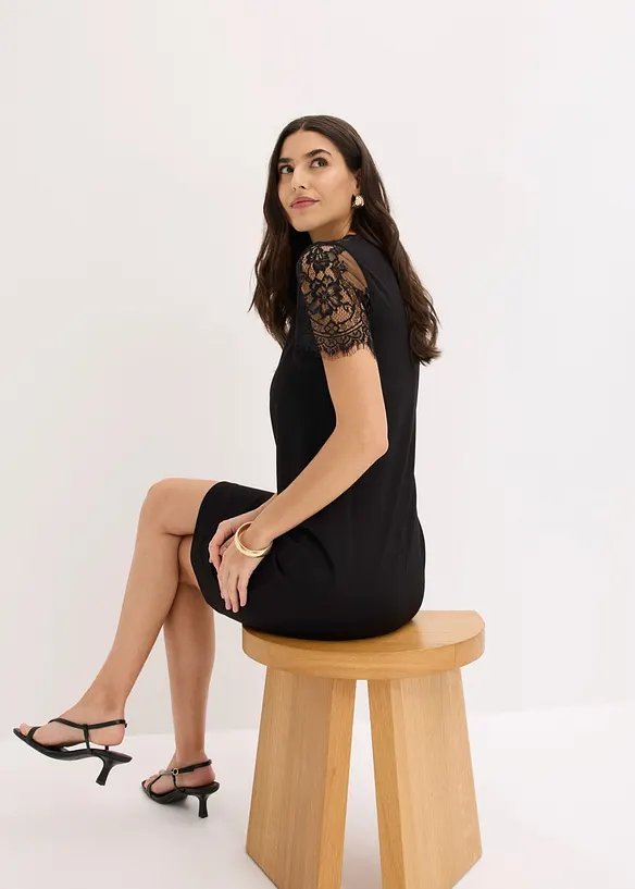 Abito di jersey con pizzo, bonprix