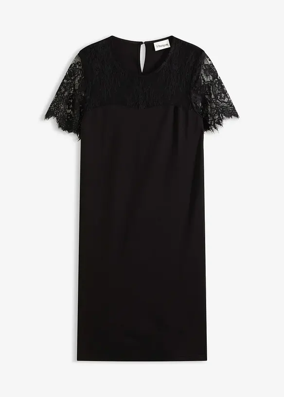 Abito di jersey con pizzo, bonprix