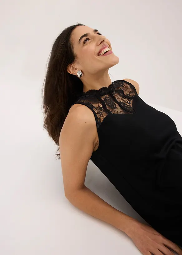 Abito di jersey con pizzo, bonprix