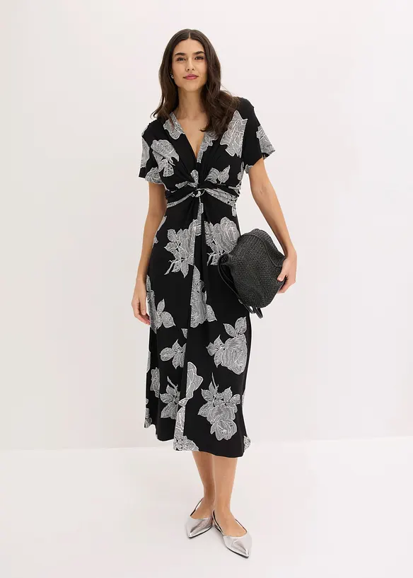 Abito di jersey con drappeggio, bonprix