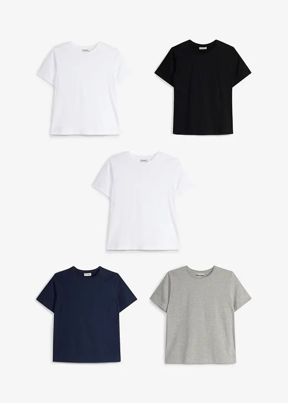 T-shirt in puro cotone biologico (pacco da 5), bonprix