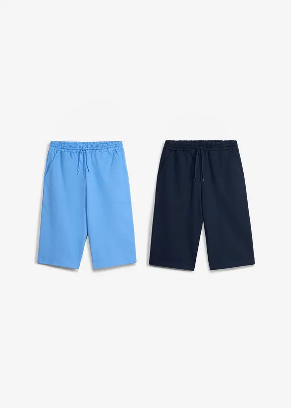 Bermuda in felpa di puro cotone biologico, loose fit (pacco da 2), bonprix