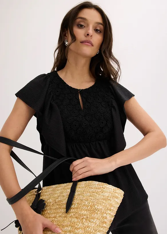 Maglia in cr&ecirc;pe operato, bonprix