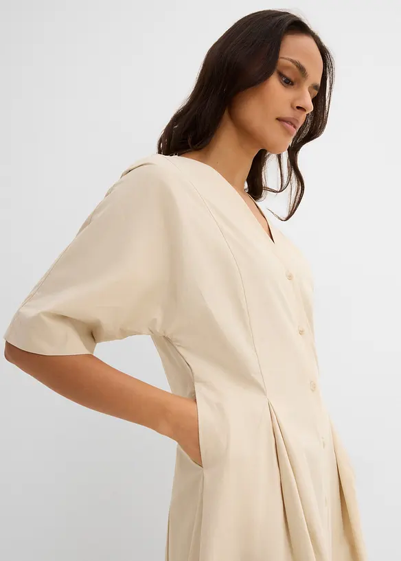 Abito midi in misto cotone, bonprix