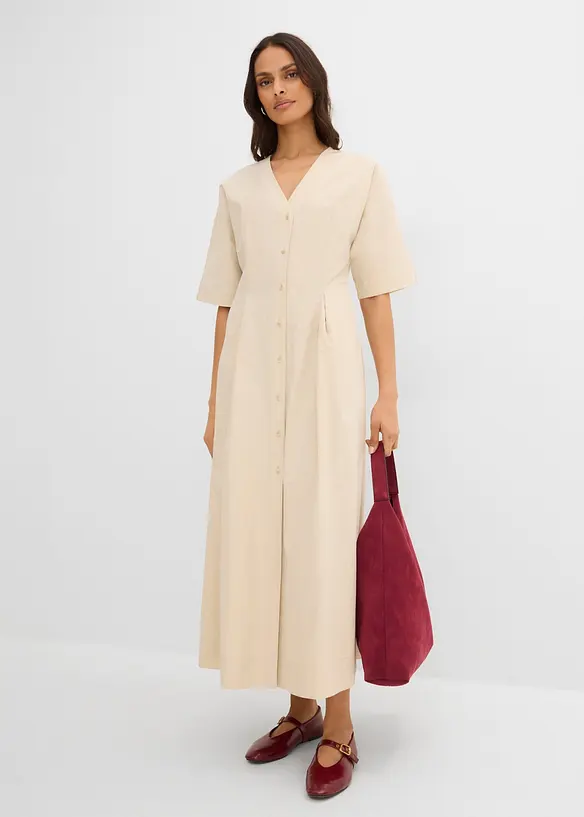 Abito midi in misto cotone, bonprix