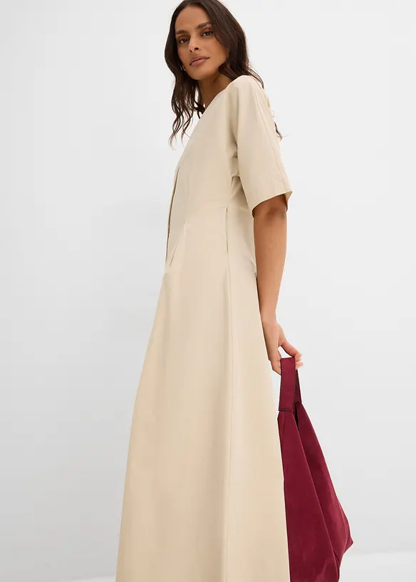 Abito midi in misto cotone, bonprix