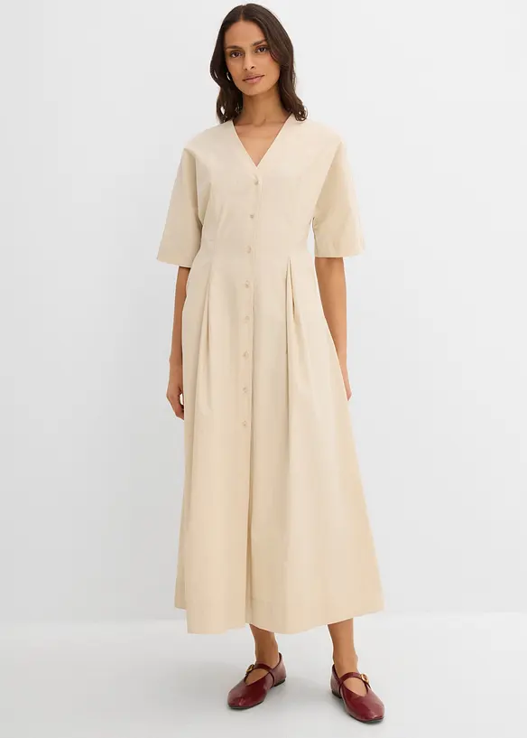 Abito midi in misto cotone, bonprix