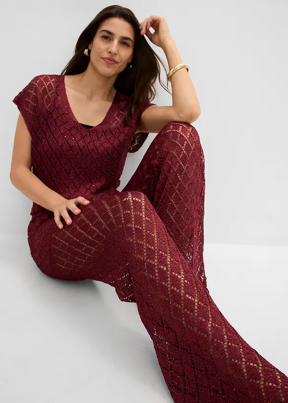 Pantaloni in maglia con paillettes, bonprix