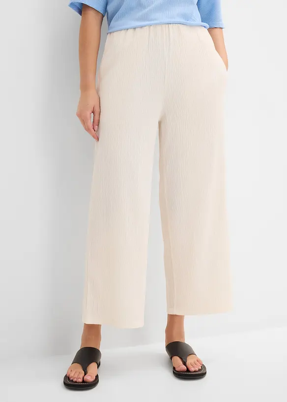 Pantaloni culotte in tessuto strutturato, bonprix