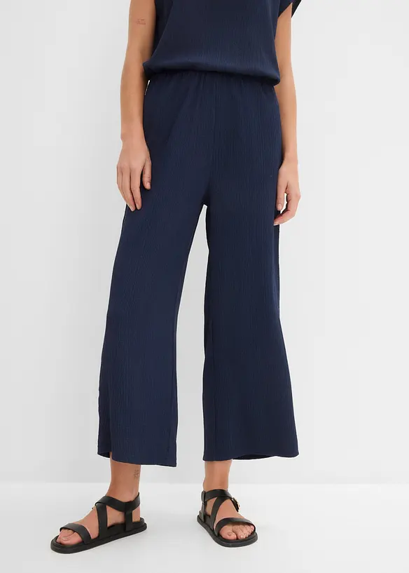 Pantaloni culotte in tessuto strutturato, bonprix
