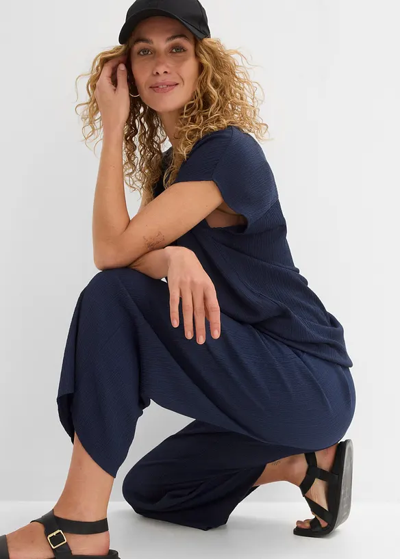 Pantaloni culotte in tessuto strutturato, bonprix