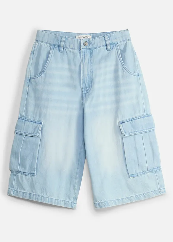Bermuda in jeans lunghi con vita regolabile, baggy fit, bonprix