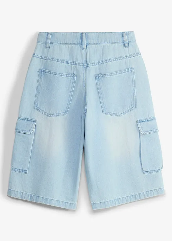 Bermuda in jeans lunghi con vita regolabile, baggy fit, bonprix