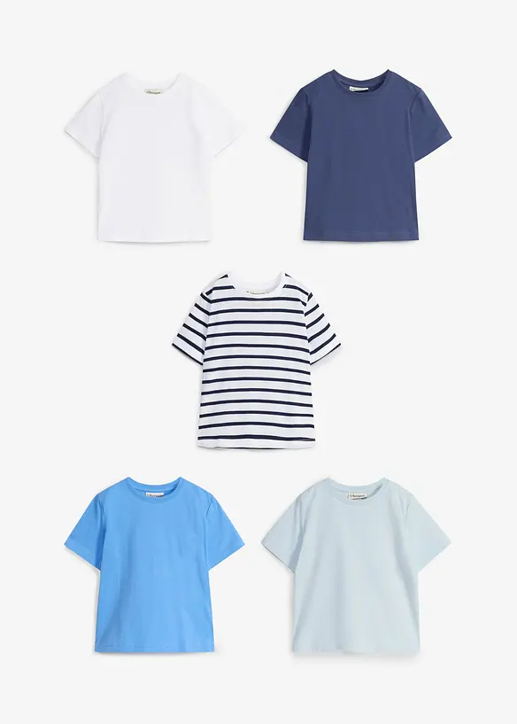 T-shirt in puro cotone biologico (pacco da 5), bonprix