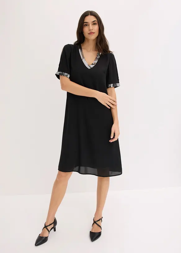Abito in chiffon con paillettes, bonprix