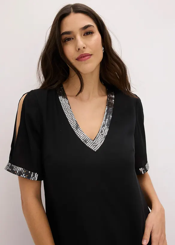 Abito in chiffon con paillettes, bonprix