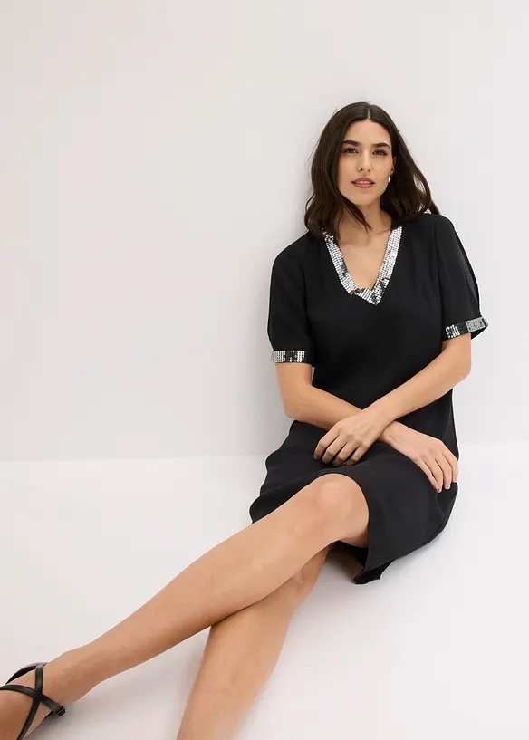 Abito in chiffon con paillettes, bonprix