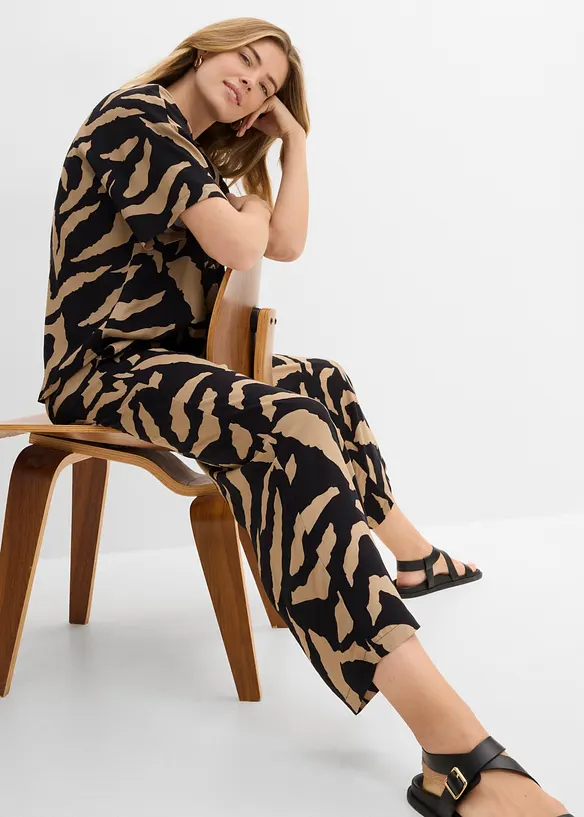 Pantaloni larghi in misto viscosa morbido, bonprix