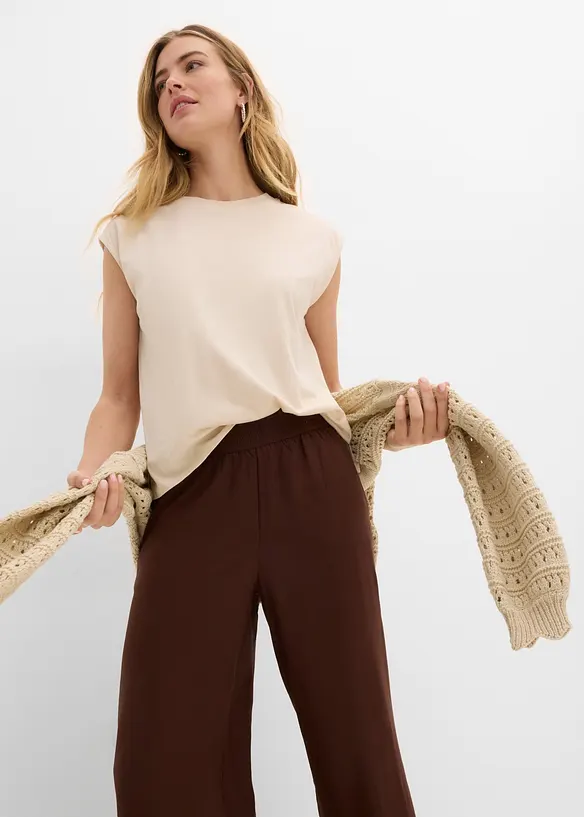 Pantaloni larghi in misto viscosa morbido, bonprix