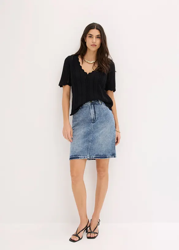 T-shirt in maglia con scollatura profonda, bonprix