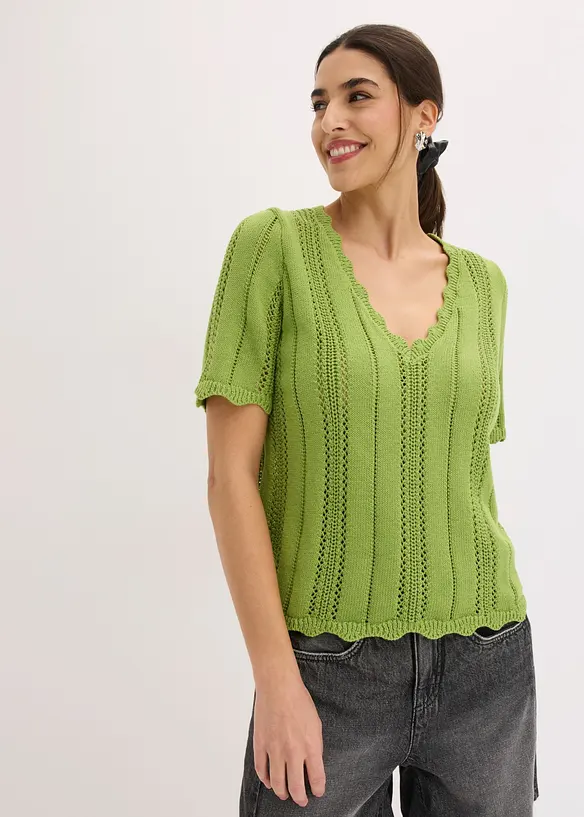T-shirt in maglia con scollatura profonda, bonprix