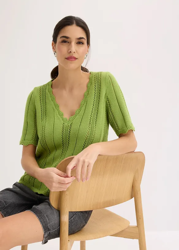 T-shirt in maglia con scollatura profonda, bonprix
