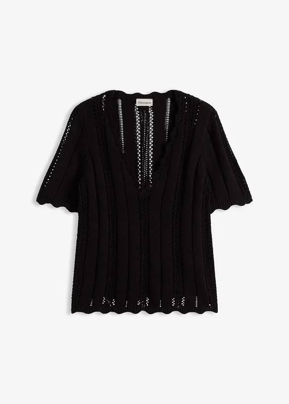 T-shirt in maglia con scollatura profonda, bonprix