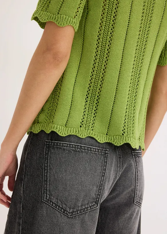 T-shirt in maglia con scollatura profonda, bonprix