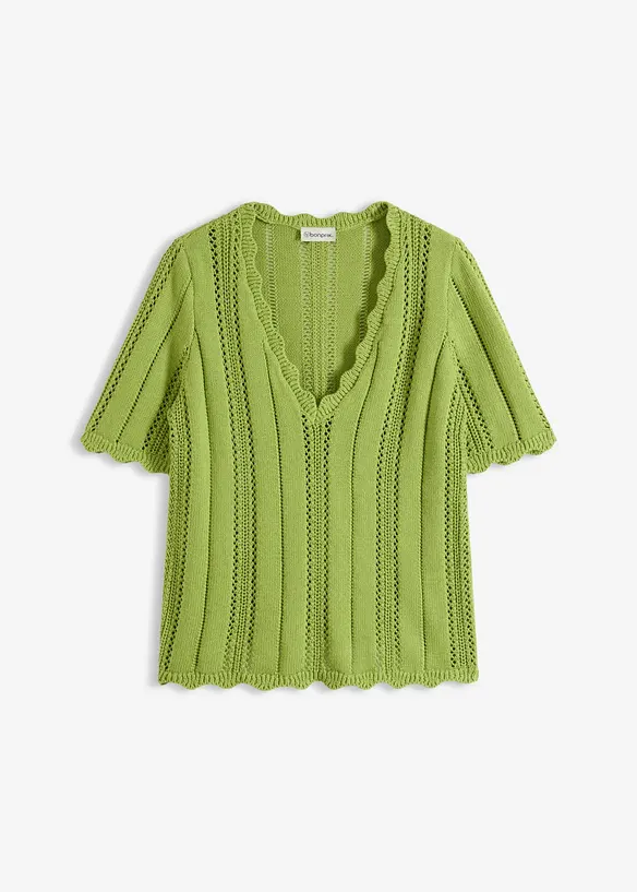 T-shirt in maglia con scollatura profonda, bonprix