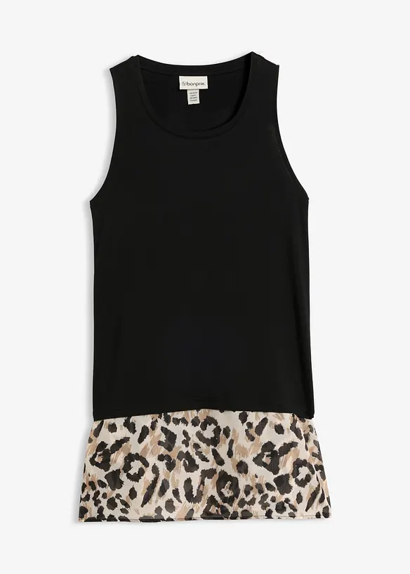 Top in misto viscosa con inserto di chiffon, bonprix