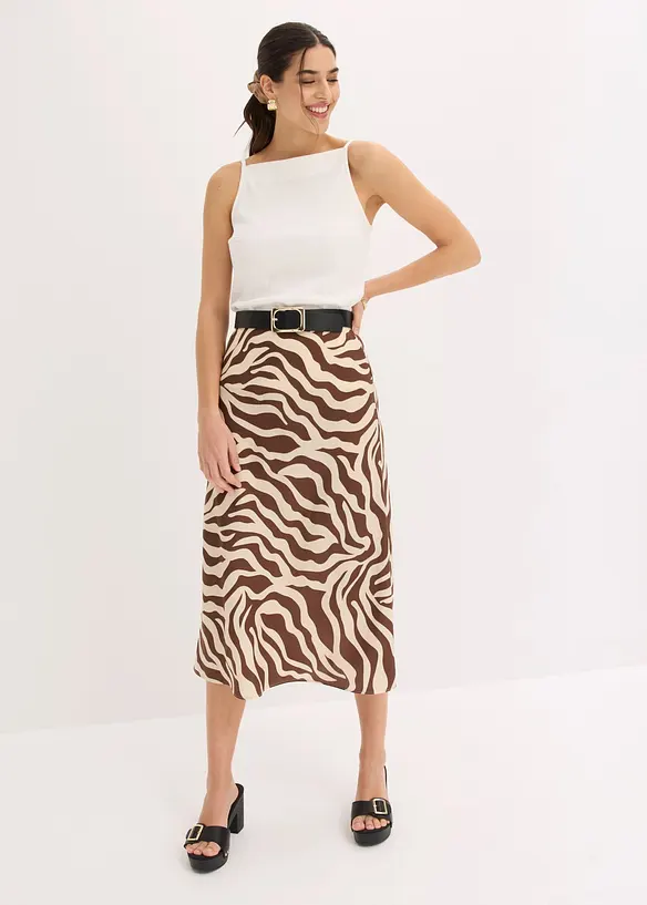 Gonna midi in satin fluido, bonprix