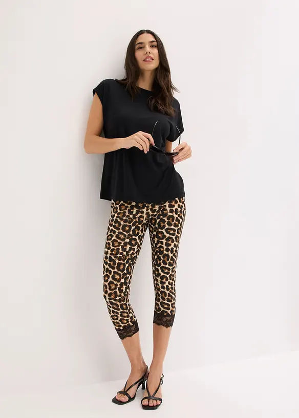Leggings a pinocchietto con pizzo, bonprix