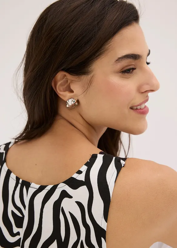 Top con inserto in pizzo effetto uncinetto, bonprix